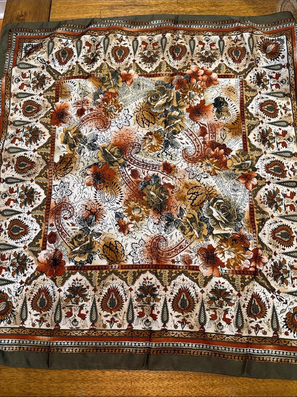Floral Paisley Decorative Bed Throw in Cream, Brown & Orange